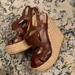 Authentic Miu Miu cognac wedges